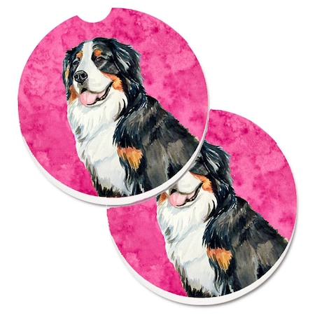 Carolines Treasures Pink Bernese Mountain Dog Set of 2 Cup Holder Car Coaster LH9379PKCARC